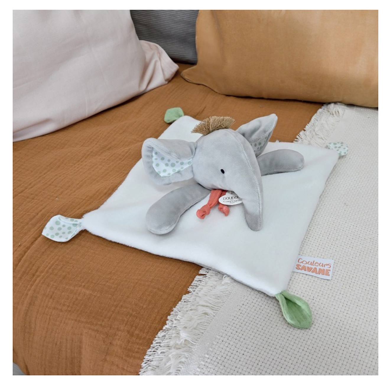 Doudou plat éléphant gris 25 cm gris