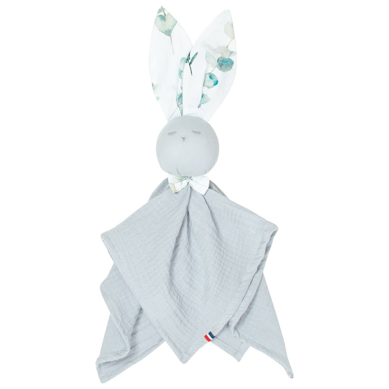 Doudou plat lapin eucalyptus eucalyptus, vert, gris