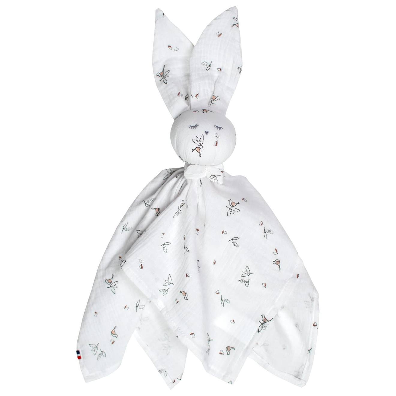 Doudou plat lapin melody melody, blanc imprimé minimali