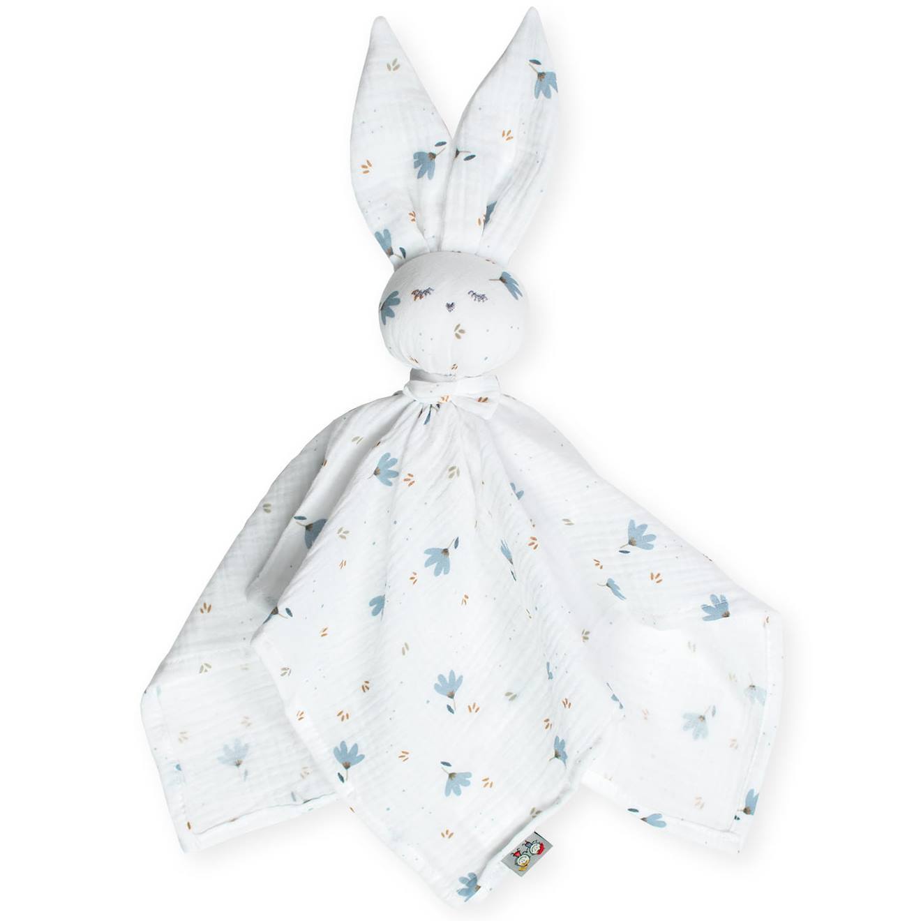 Doudou plat lapin bleuet imprimé floral