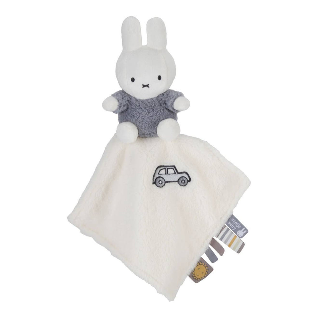 Doudou plat miffy - fluffy bleu et blanc