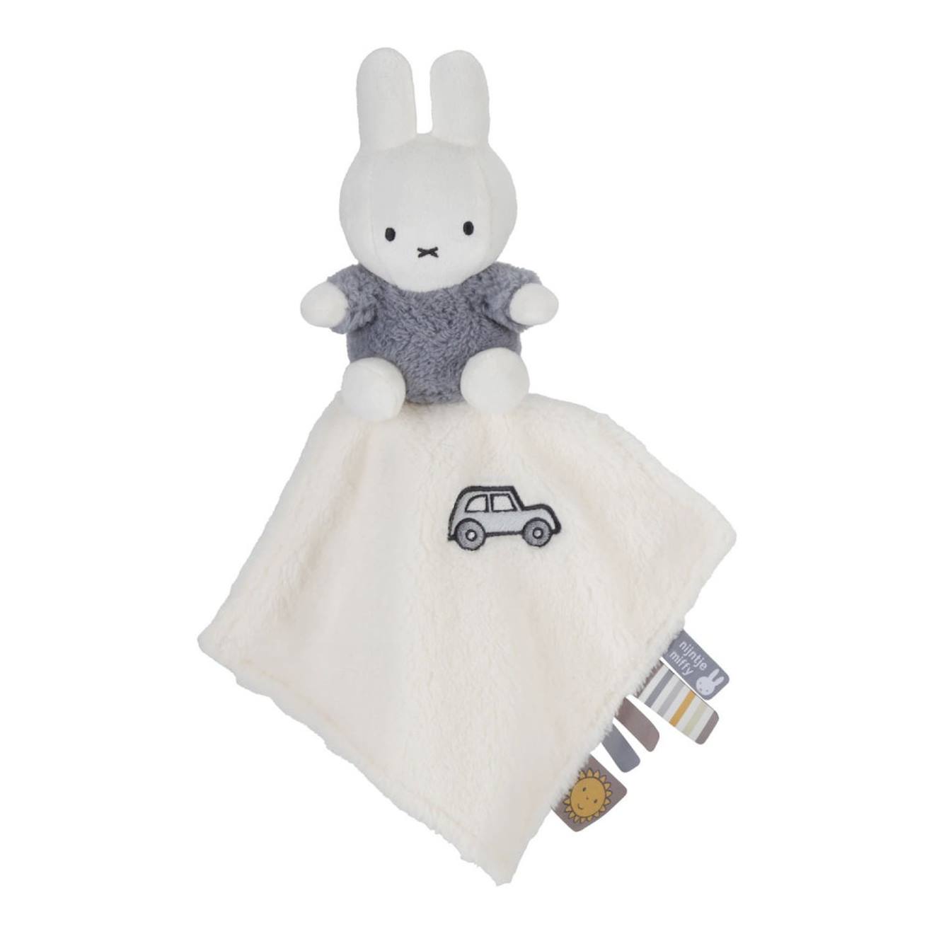 Doudou plat miffy - fluffy bleu et blanc