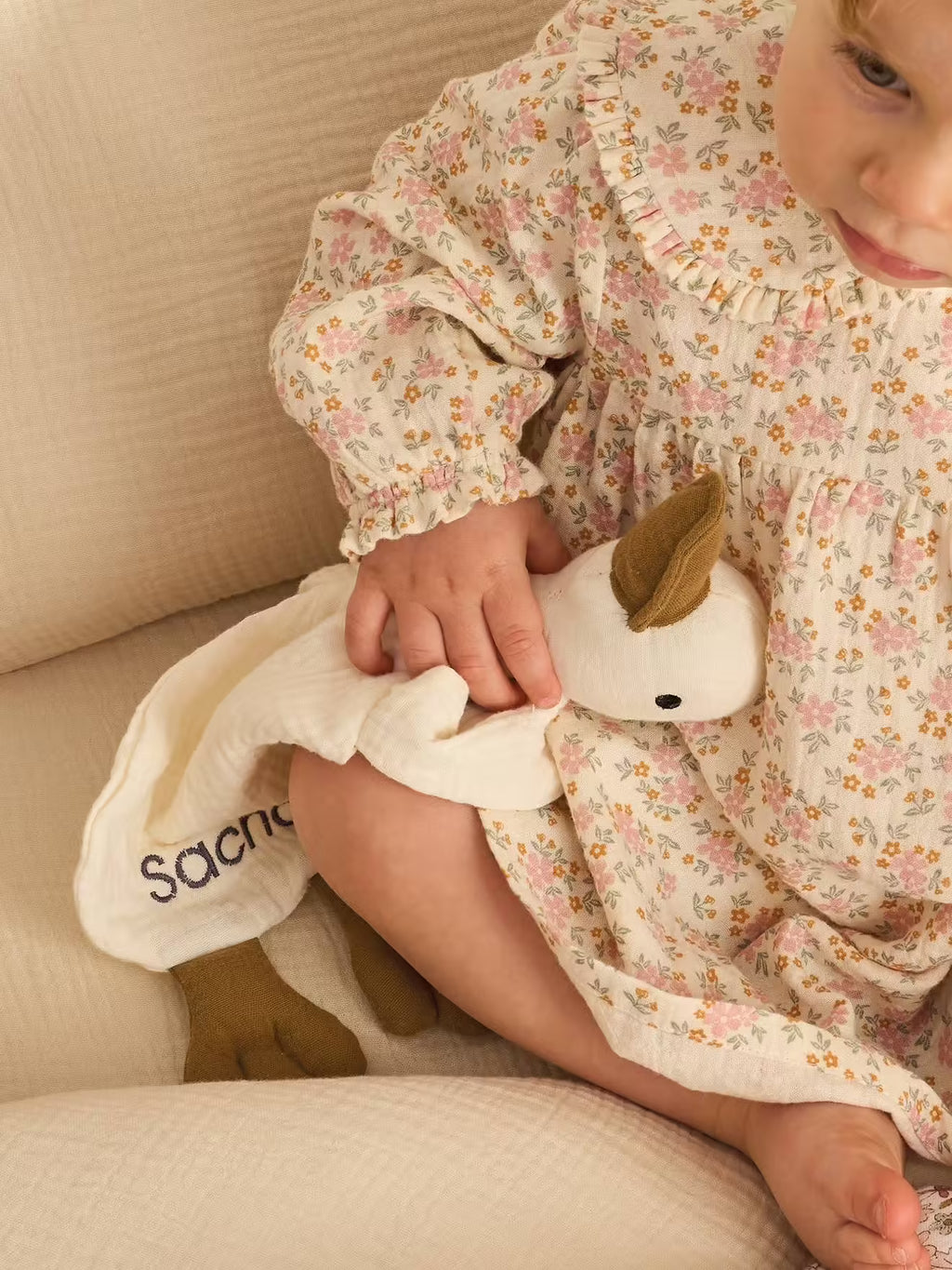 Doudou plat Oie personnalisable – blanc