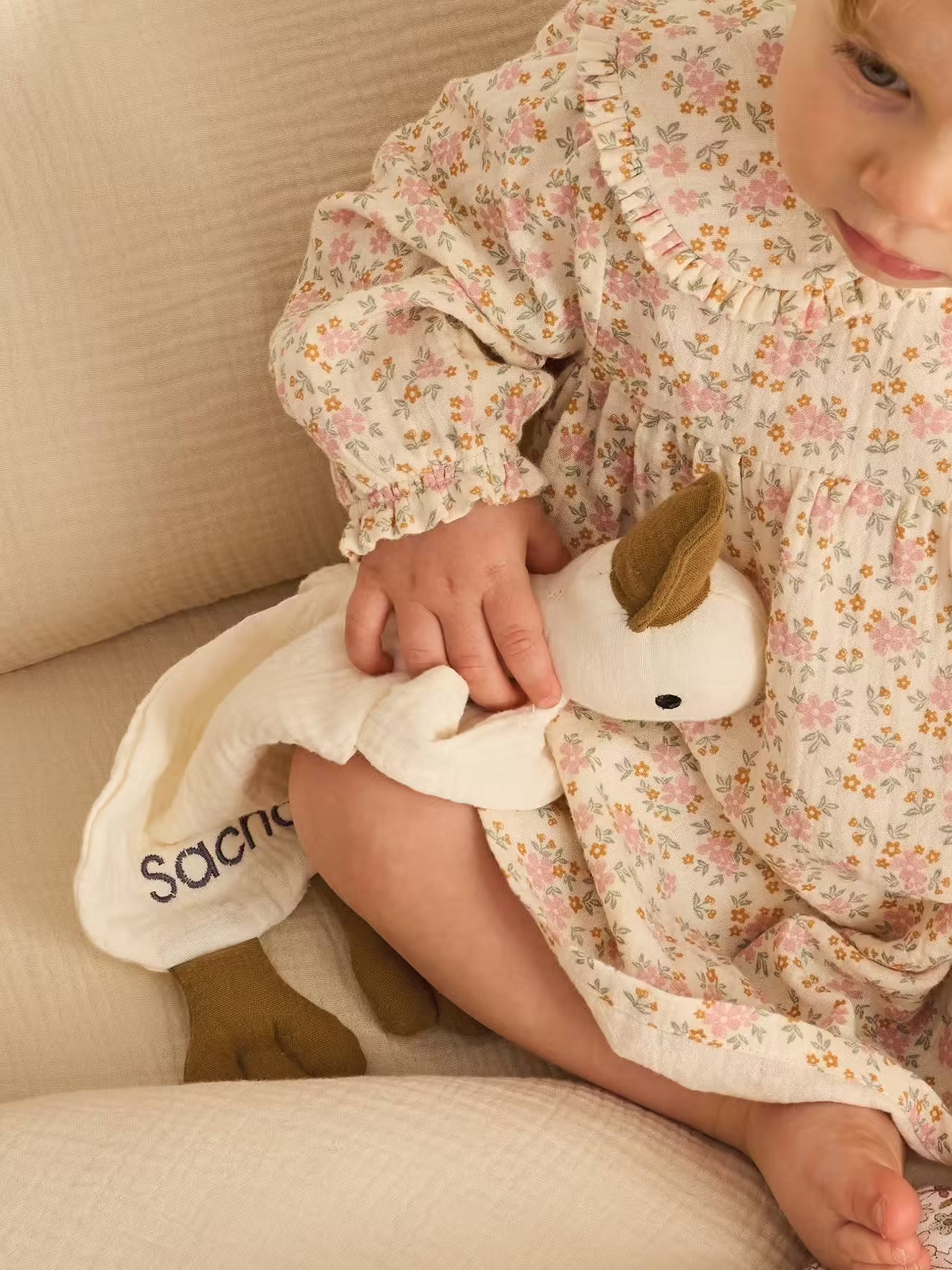 Doudou plat Oie personnalisable – blanc