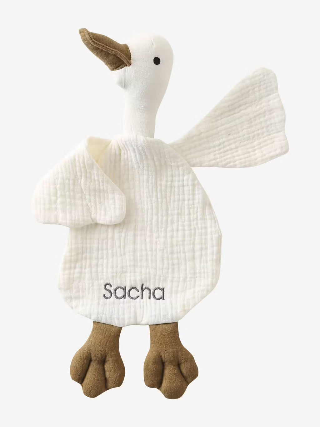 Doudou plat Oie personnalisable – blanc