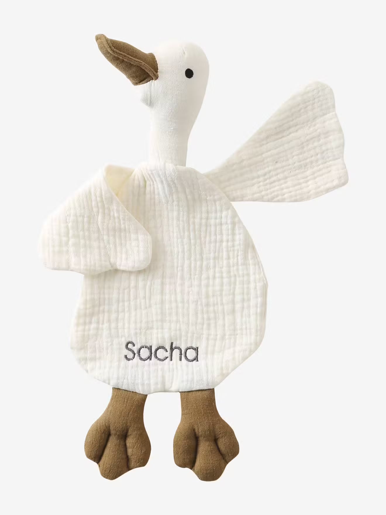 Doudou plat Oie personnalisable – blanc
