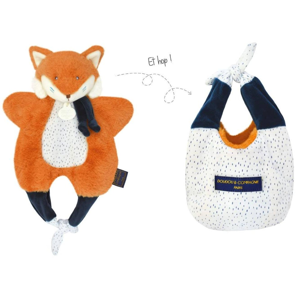 Doudou renard marionnette orange