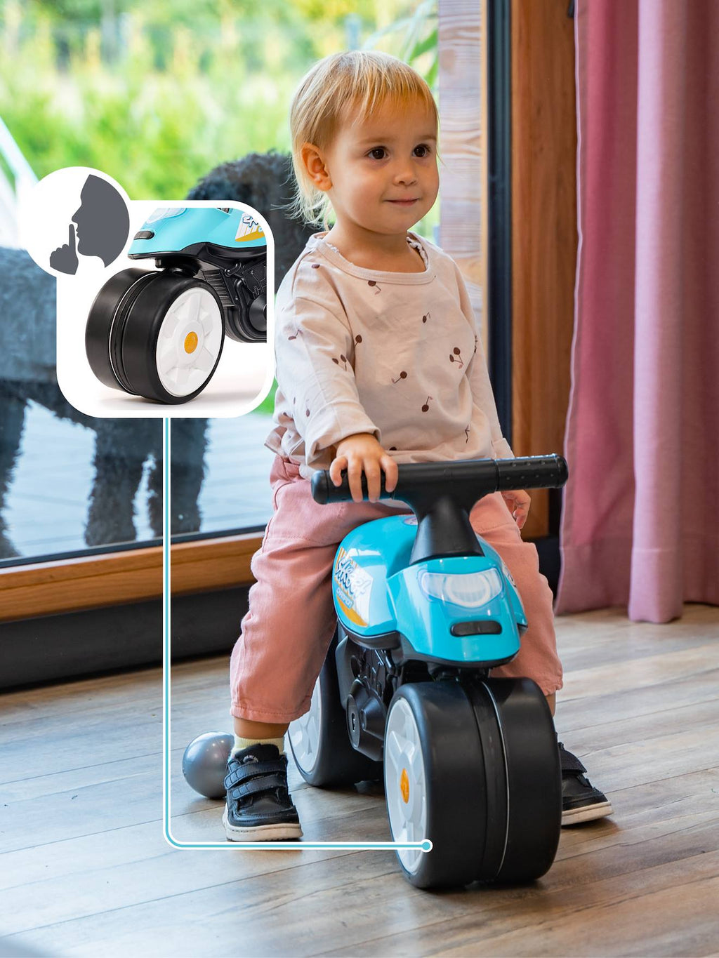 Draisienne baby moto à roues silencieuses bleu aqua