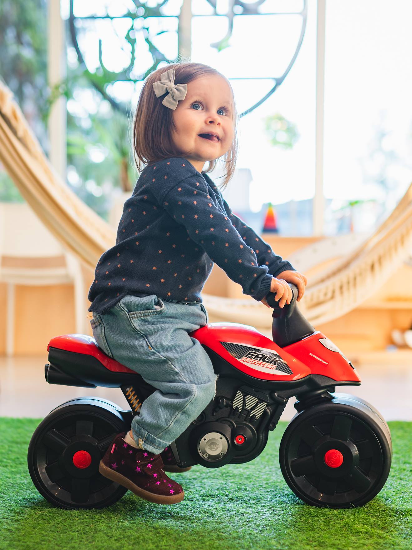 Draisienne baby moto à roues silencieuses rouge