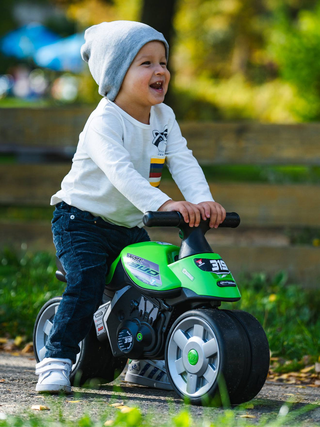 Draisienne baby moto à roues silencieuses vert bud racing