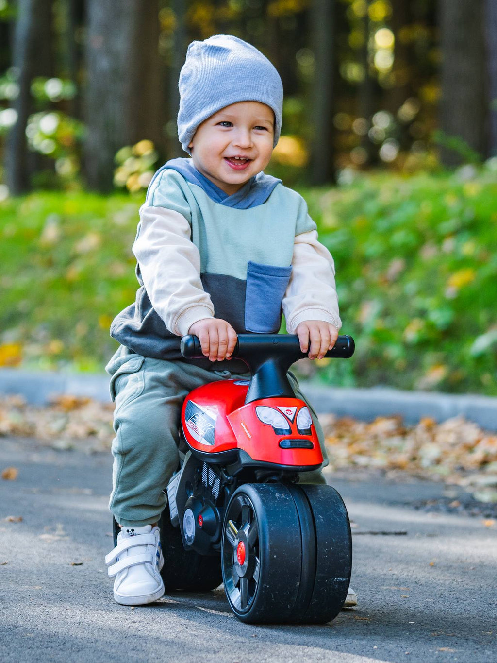Draisienne baby moto à roues silencieuses rouge