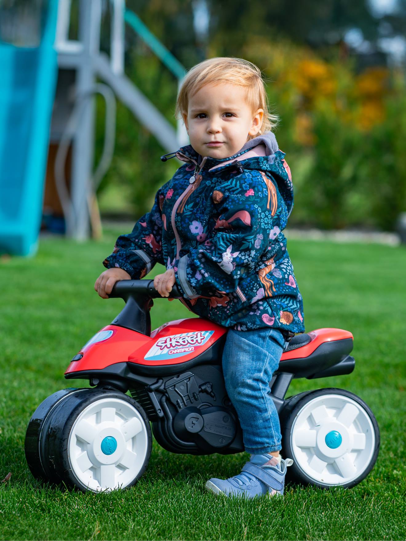 Draisienne baby moto à roues silencieuses rouge corail