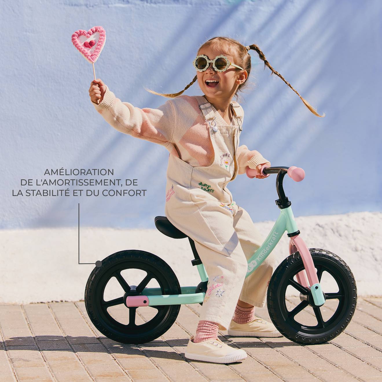 Draisienne enfant sans pédale dès 3 ans – guidon et selle réglables – modèle 2way next menthe