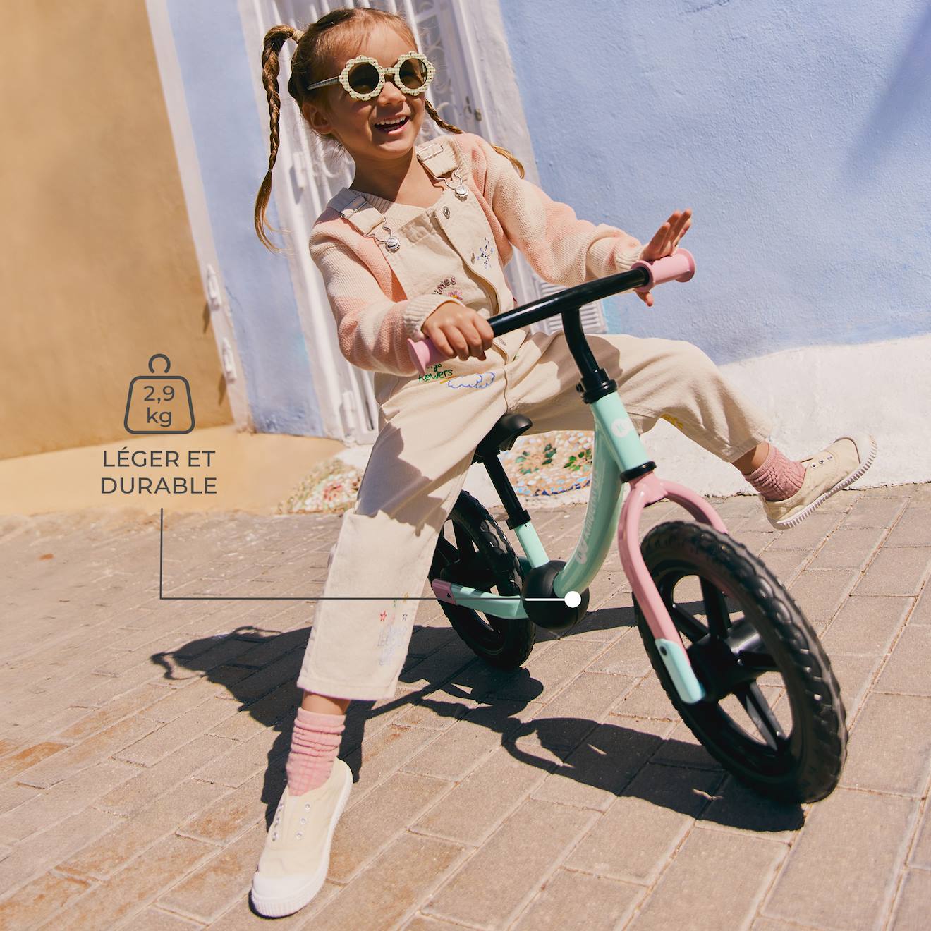 Draisienne enfant sans pédale dès 3 ans – guidon et selle réglables – modèle 2way next menthe