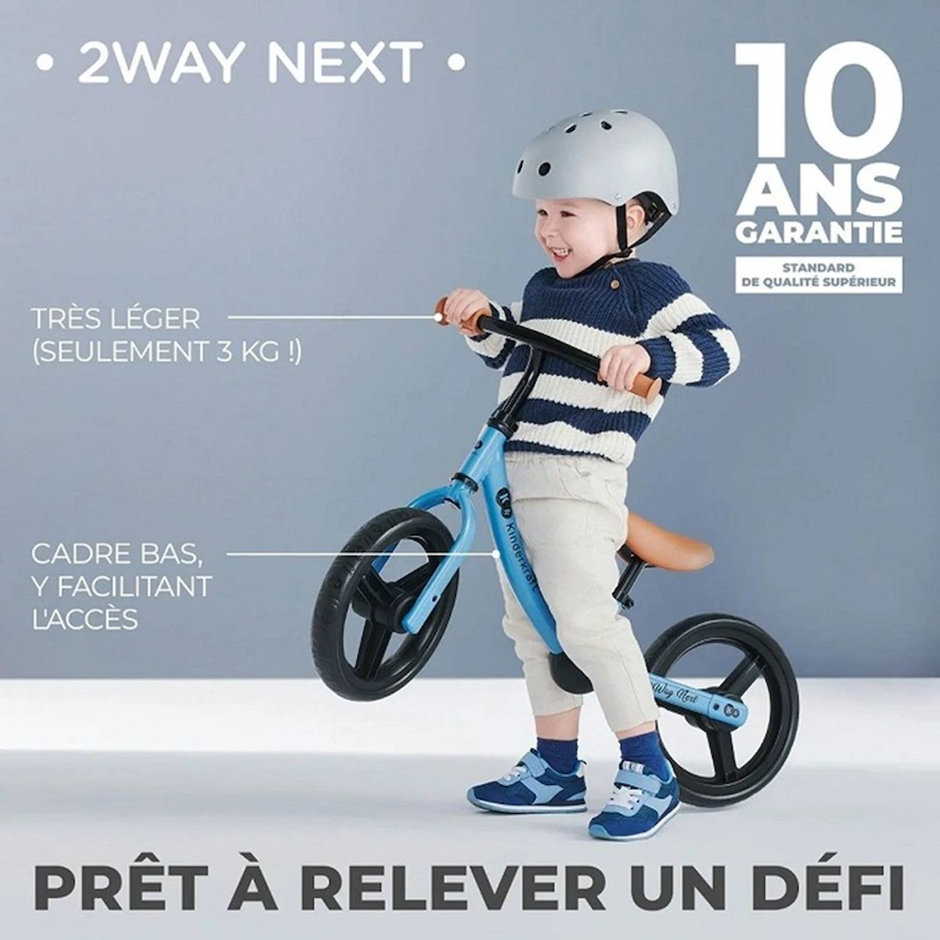 Draisienne enfant sans pédale dès 3 ans – guidon et selle réglables – modèle 2way next bleu