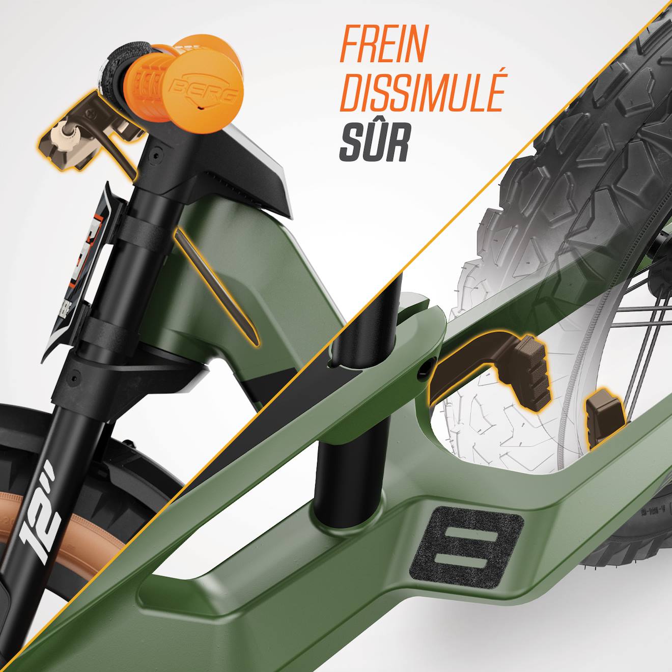 Draisienne pour enfants, 2,5+ ans, 12 pouces, biky trail vert dark green