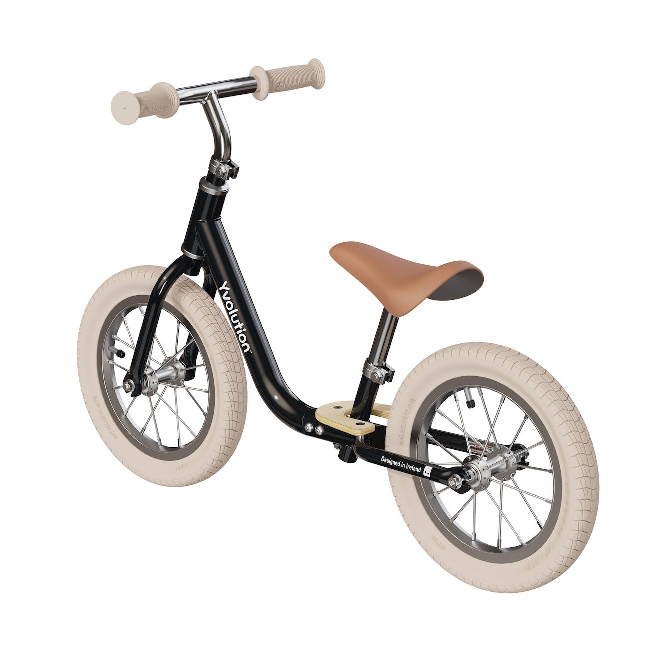 Draisienne yvélo classic 12 vintage - vélo d'équilibre pour les enfants de 3 à 5 ans noir