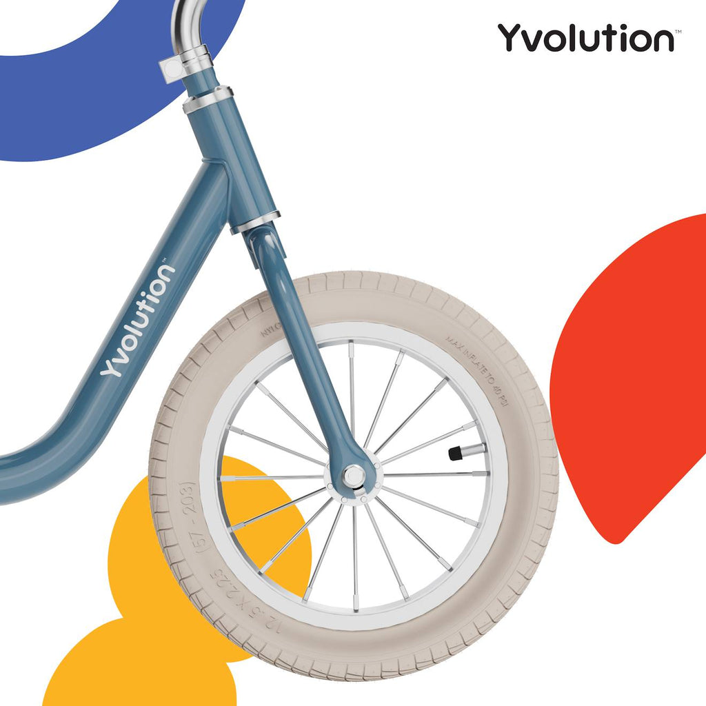 Draisienne yvélo classic 12 vintage - vélo d'équilibre pour les enfants de 3 à 5 ans bleu