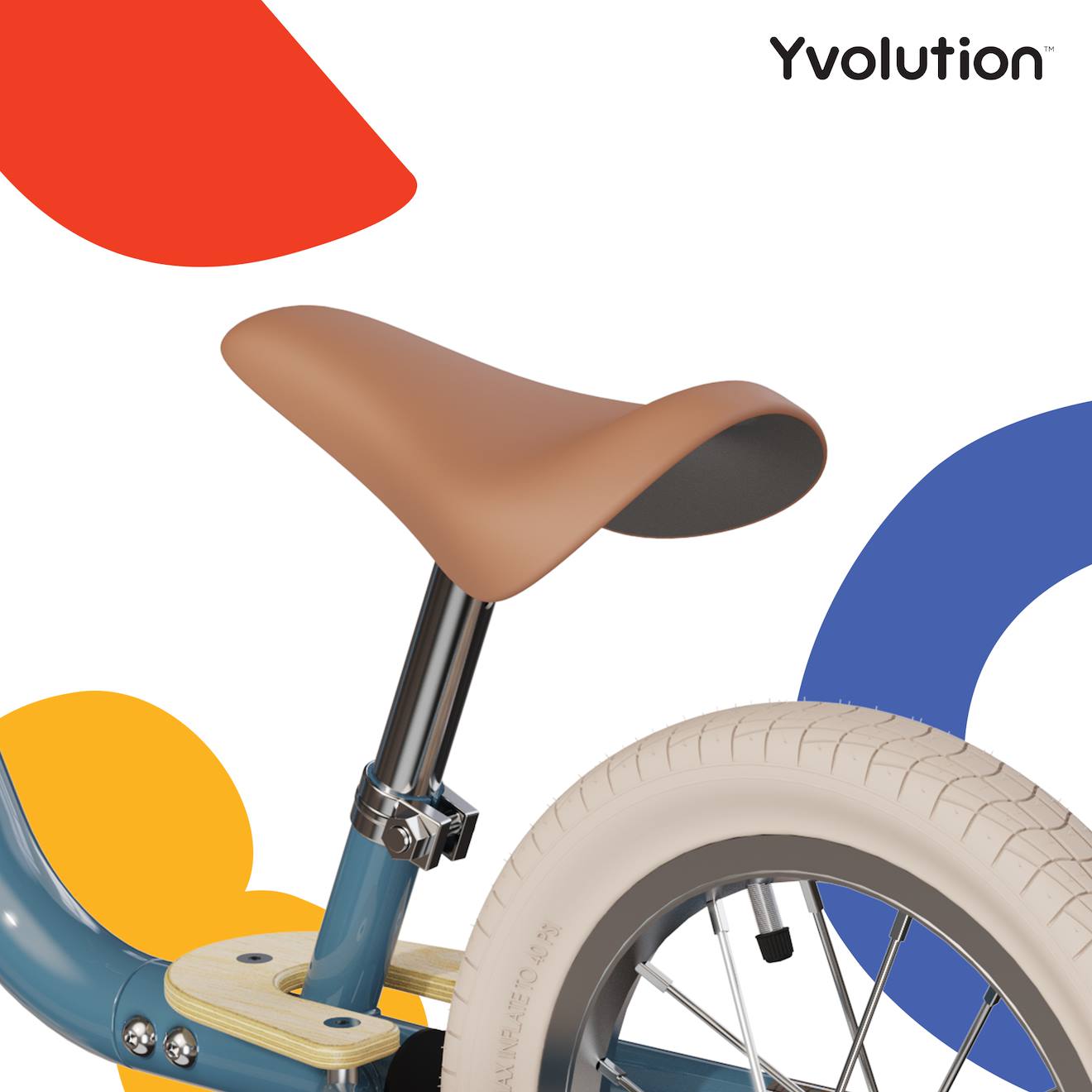 Draisienne yvélo classic 12 vintage - vélo d'équilibre pour les enfants de 3 à 5 ans bleu