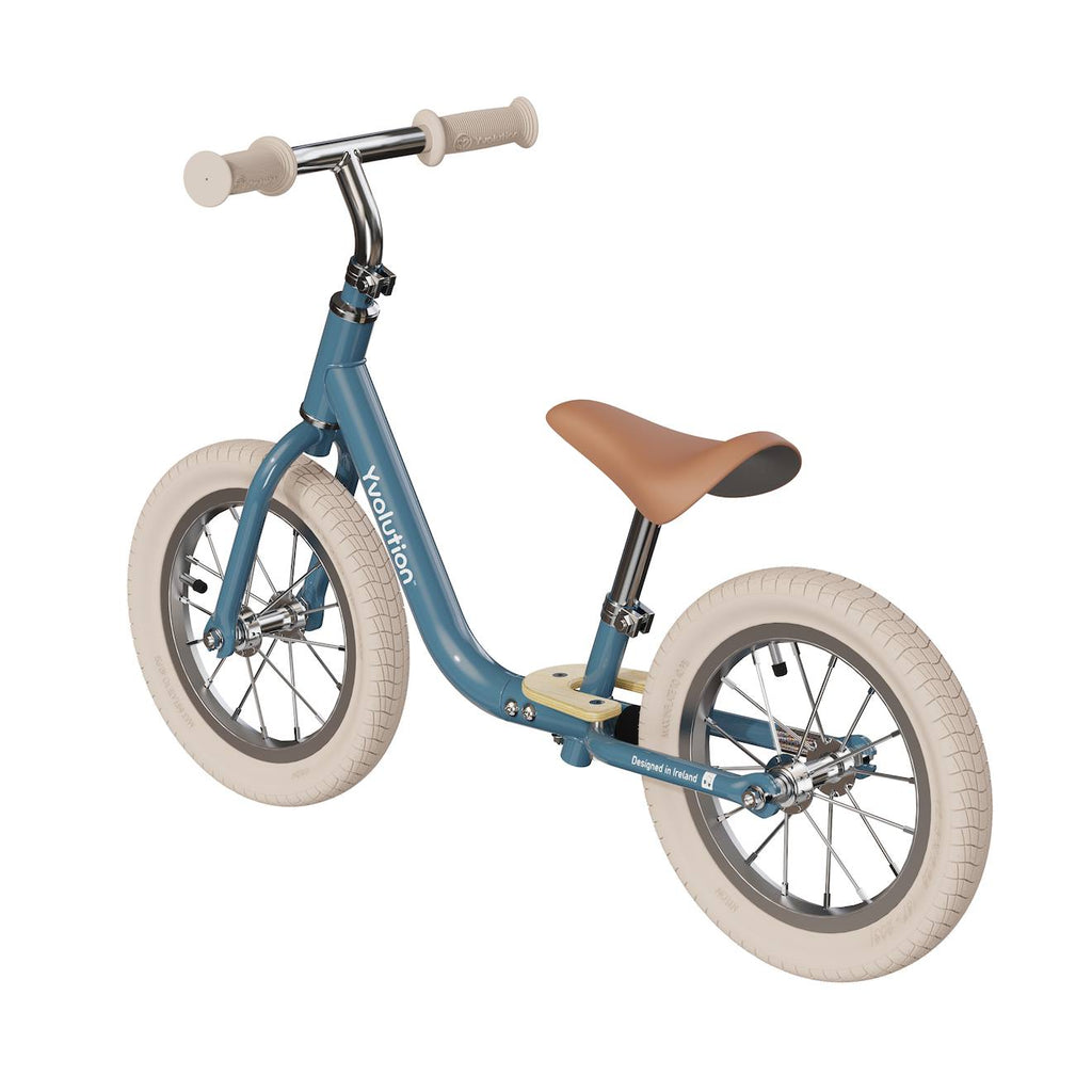 Draisienne yvélo classic 12 vintage - vélo d'équilibre pour les enfants de 3 à 5 ans bleu