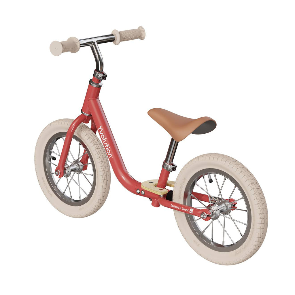 Draisienne yvélo classic 12 vintage - vélo d'équilibre pour les enfants de 3 à 5 ans rouge