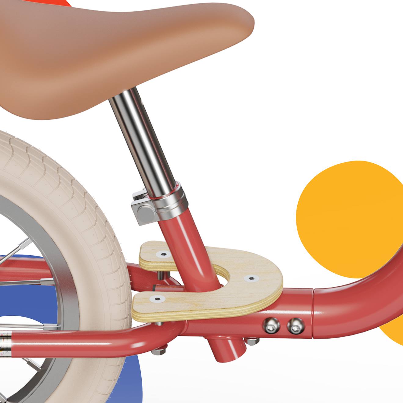 Draisienne yvélo classic 12 vintage - vélo d'équilibre pour les enfants de 3 à 5 ans rouge