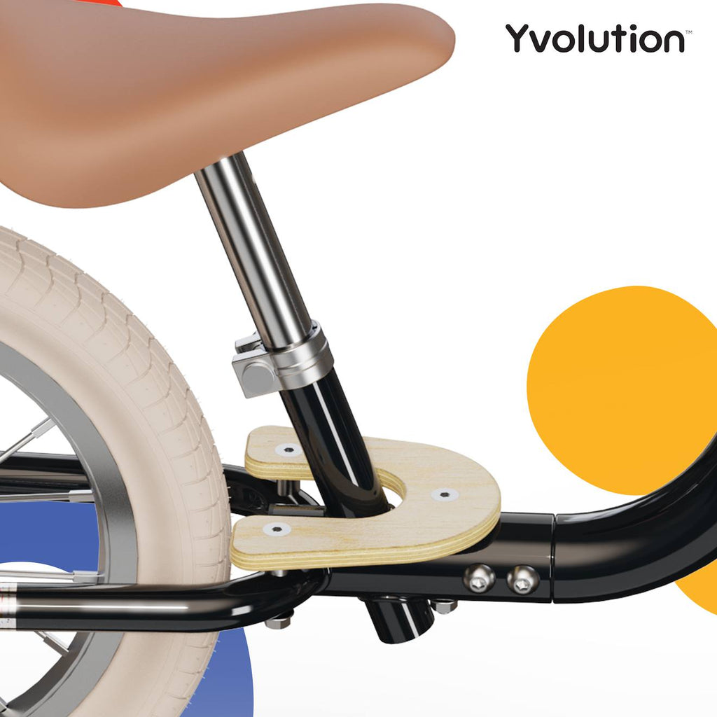 Draisienne yvélo classic 12 vintage - vélo d'équilibre pour les enfants de 3 à 5 ans noir
