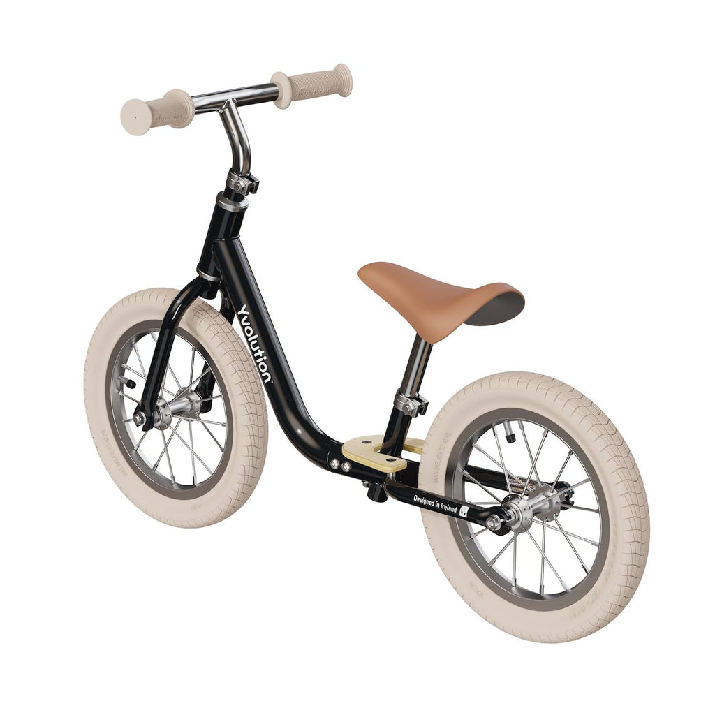 Draisienne yvélo classic 12 vintage - vélo d'équilibre pour les enfants de 3 à 5 ans noir