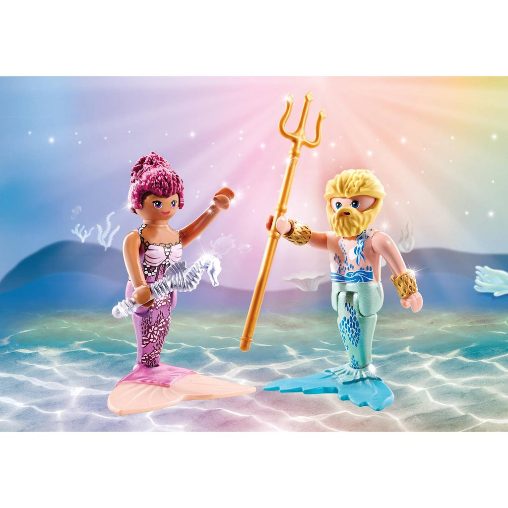 Duo : couple de sirène et triton avec sceptre et trident 71799 multicolore