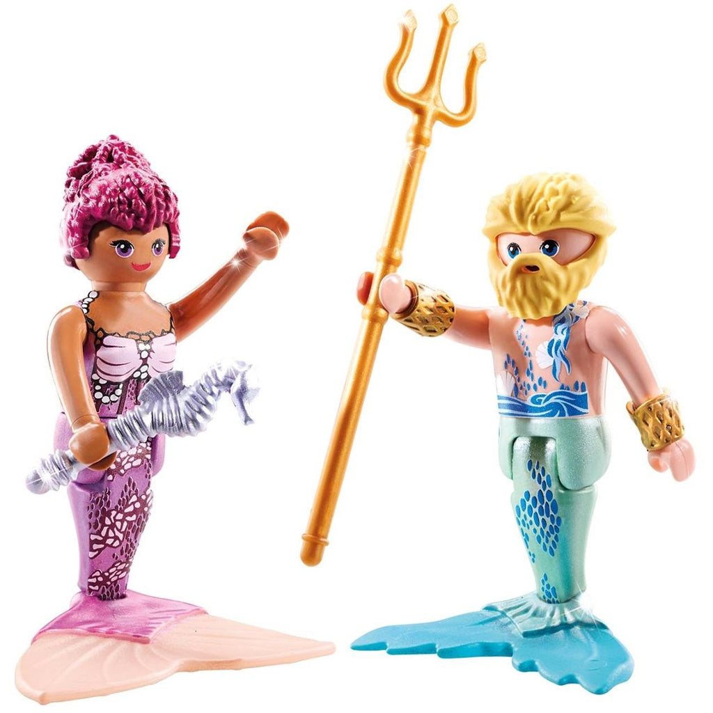 Duo : couple de sirène et triton avec sceptre et trident 71799 multicolore