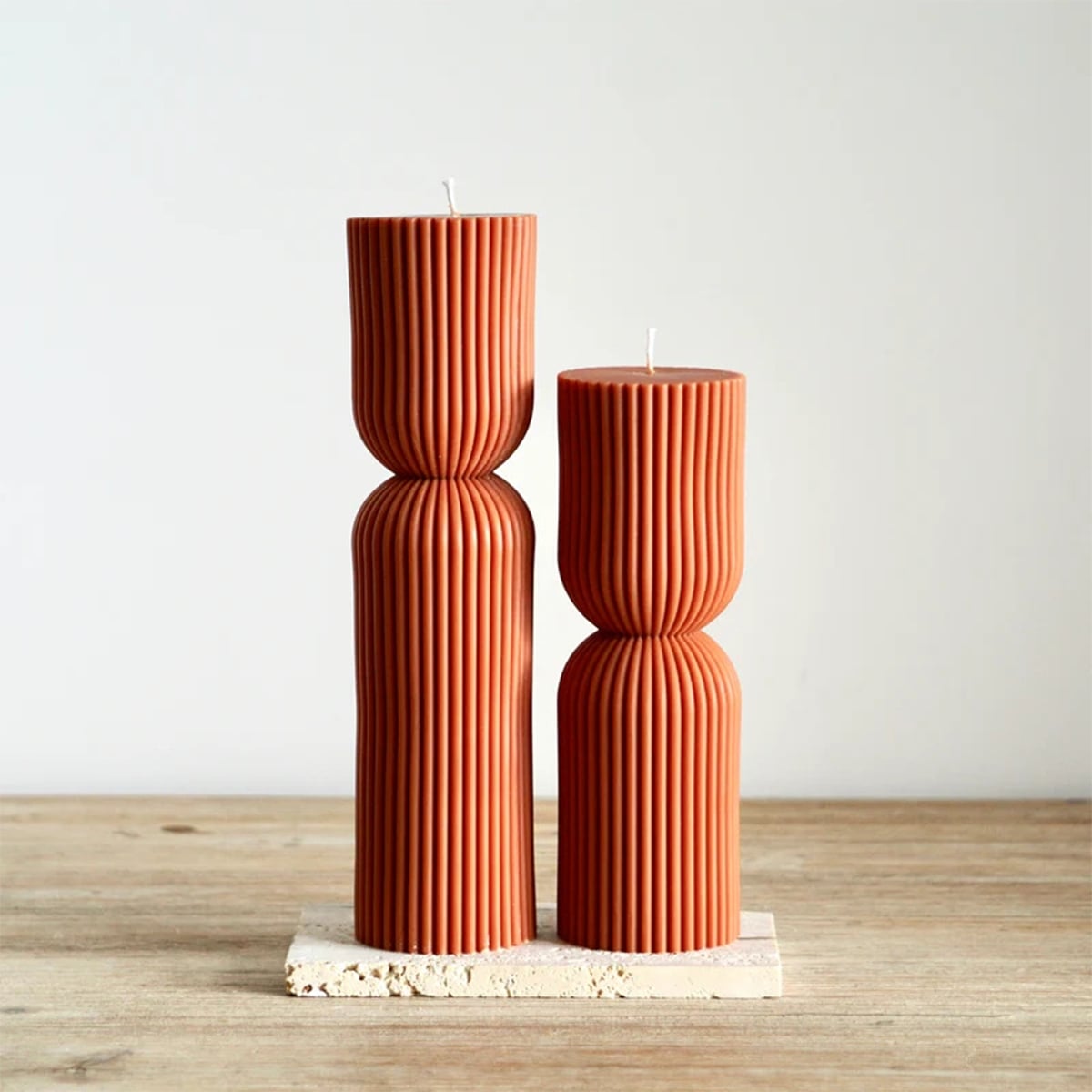 Duo de bougies géométriques en cire végétale