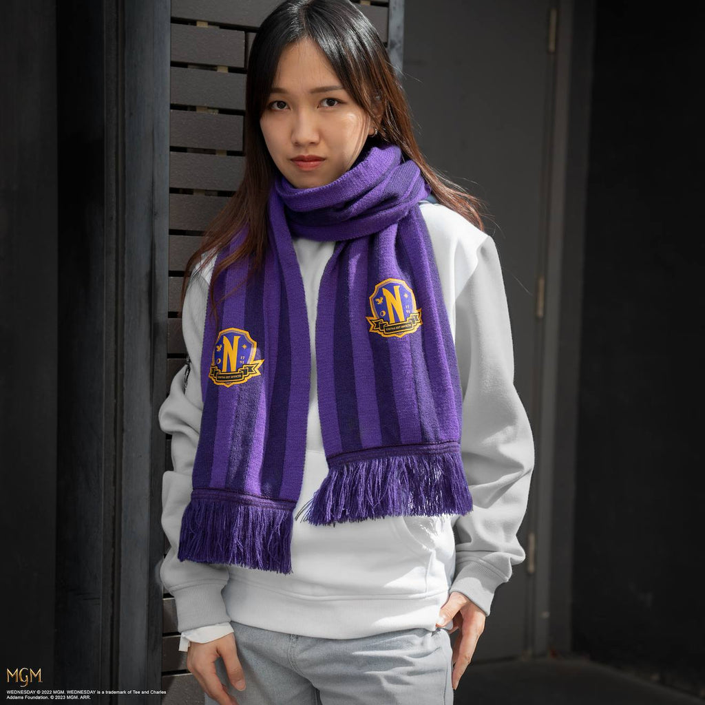 Écharpe Violette Académie Nevermore - Mercredi Violet Rayé