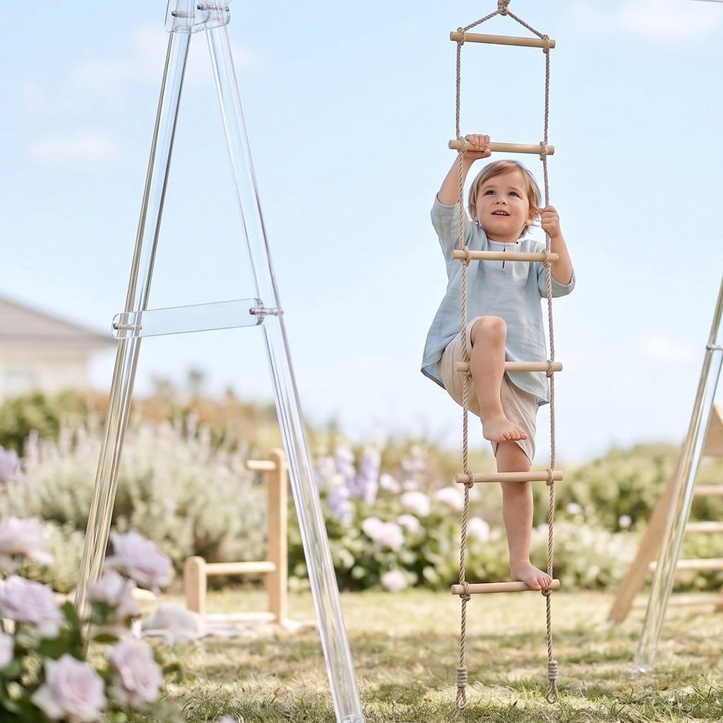 Échelle de corde pour portique balançoire 1.90 m pour enfants beige