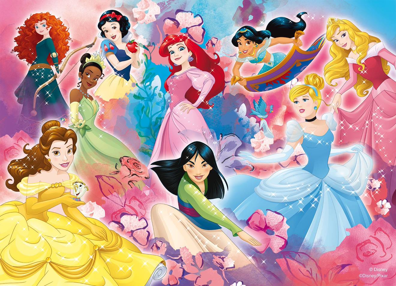 Eco-puzzle 24 pièces double face princess multicolore