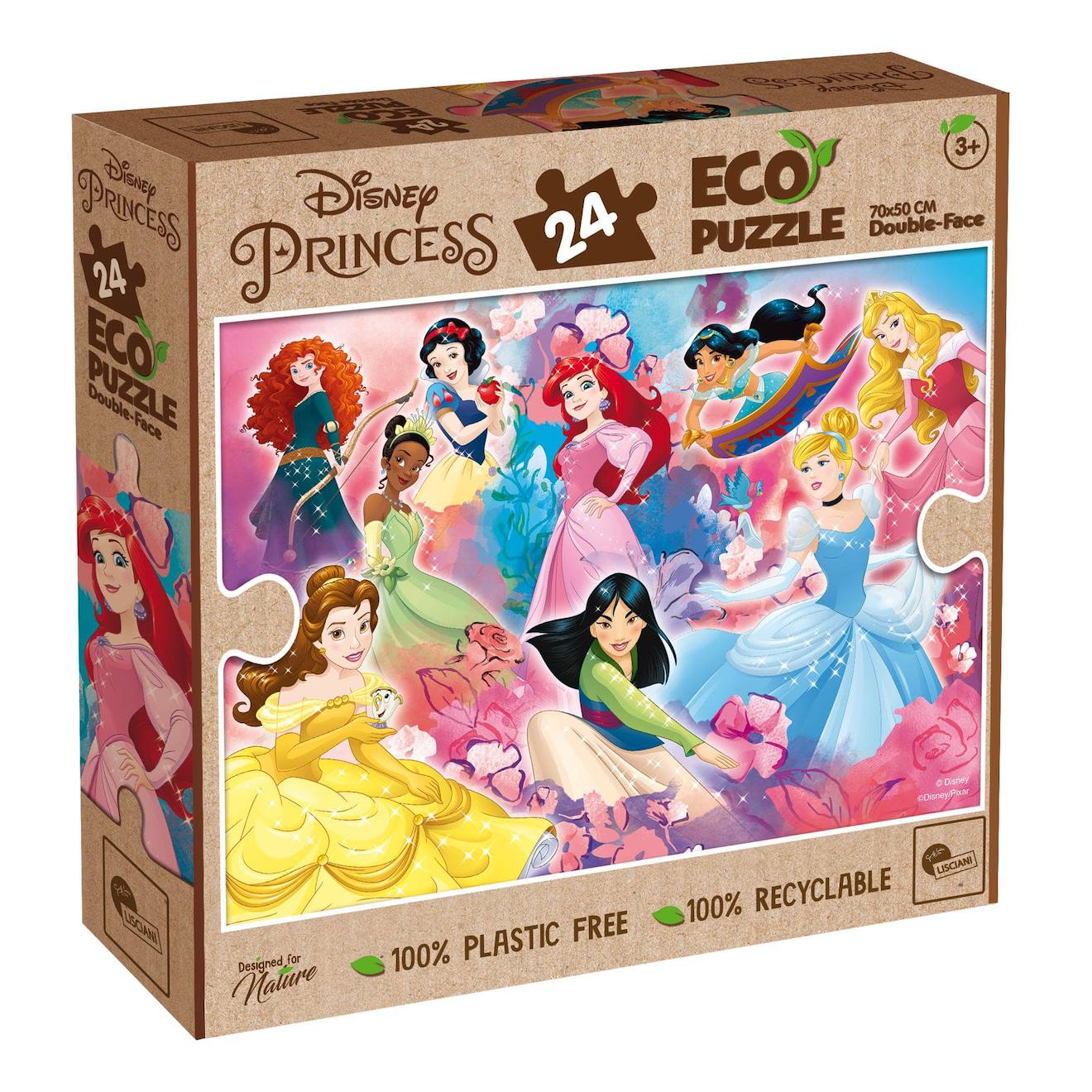 Eco-puzzle 24 pièces double face princess multicolore