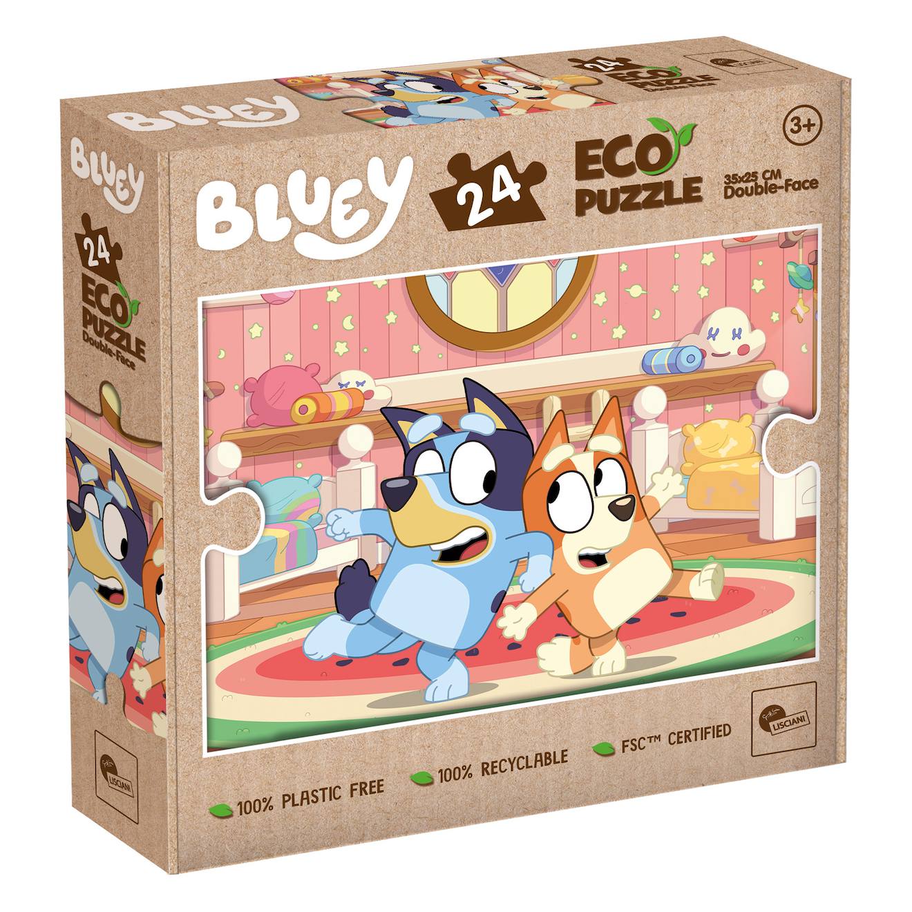 Eco-puzzle 24 pièces mini double face Bluey multicolore