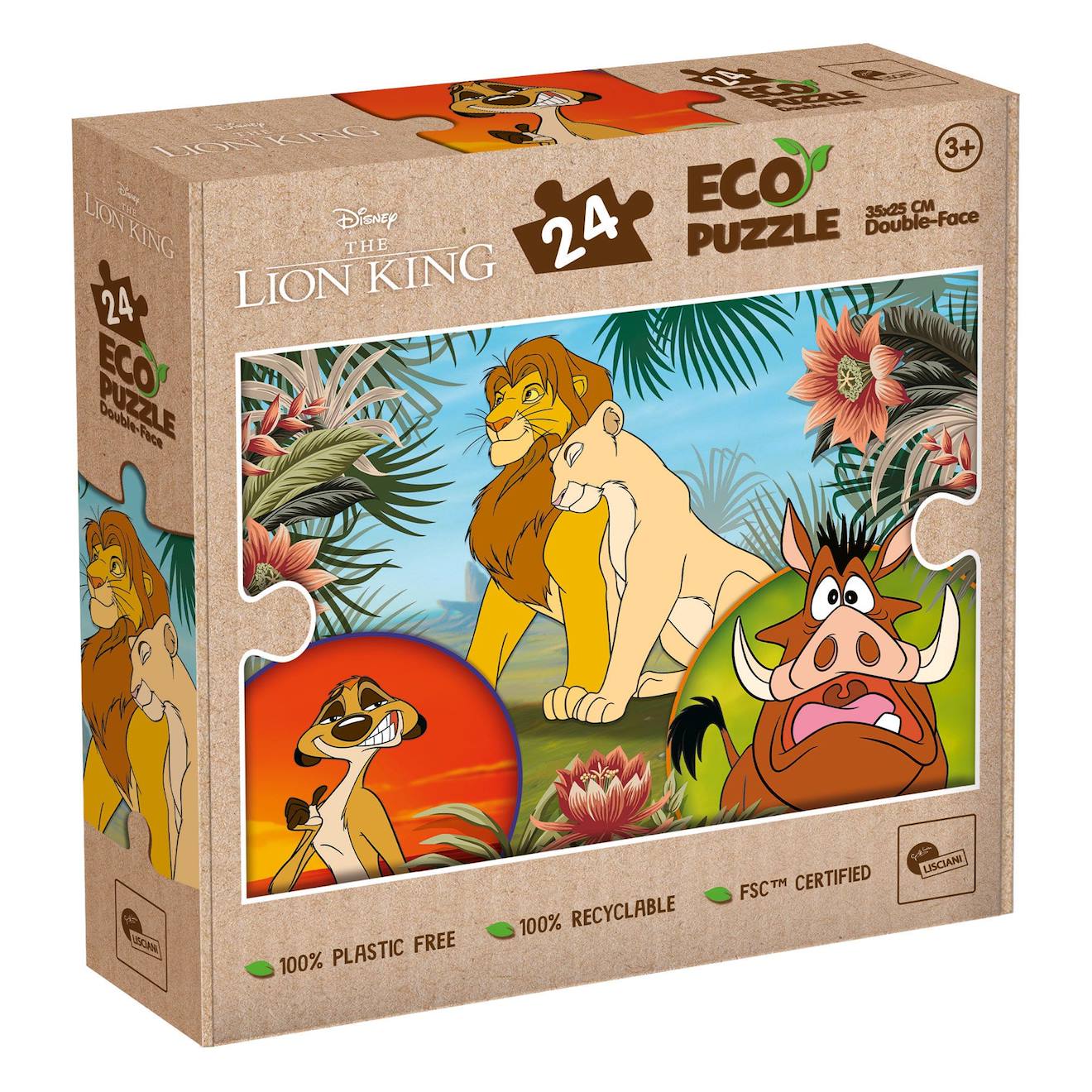 Eco-puzzle 24 pièces mini double face lion king multicolore