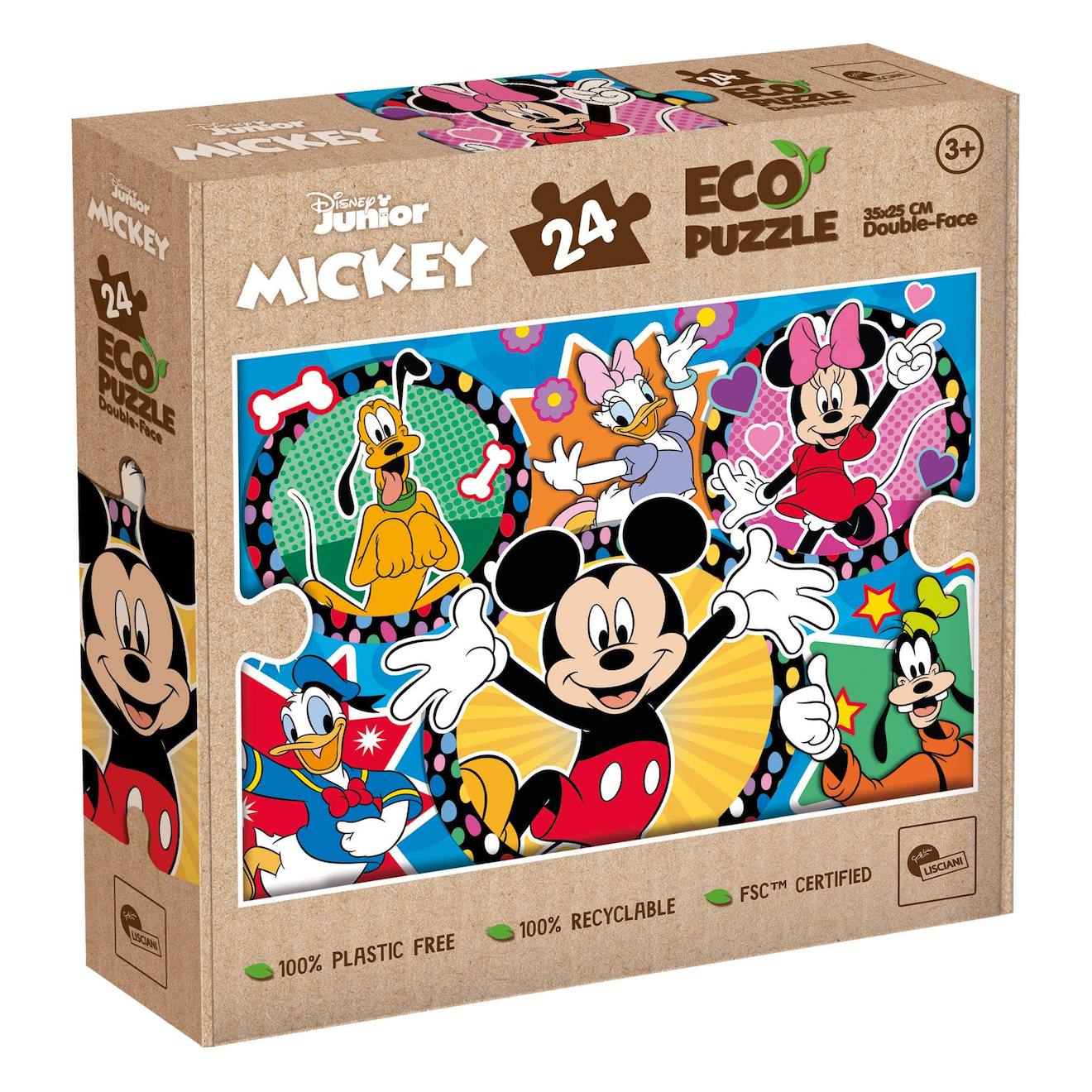 Eco-puzzle 24 pièces mini double face Mickey multicolore