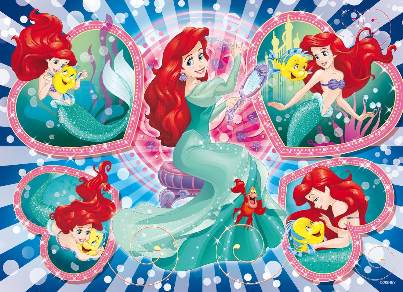 Eco-puzzle 60 pièces double face little mermaid multicolore