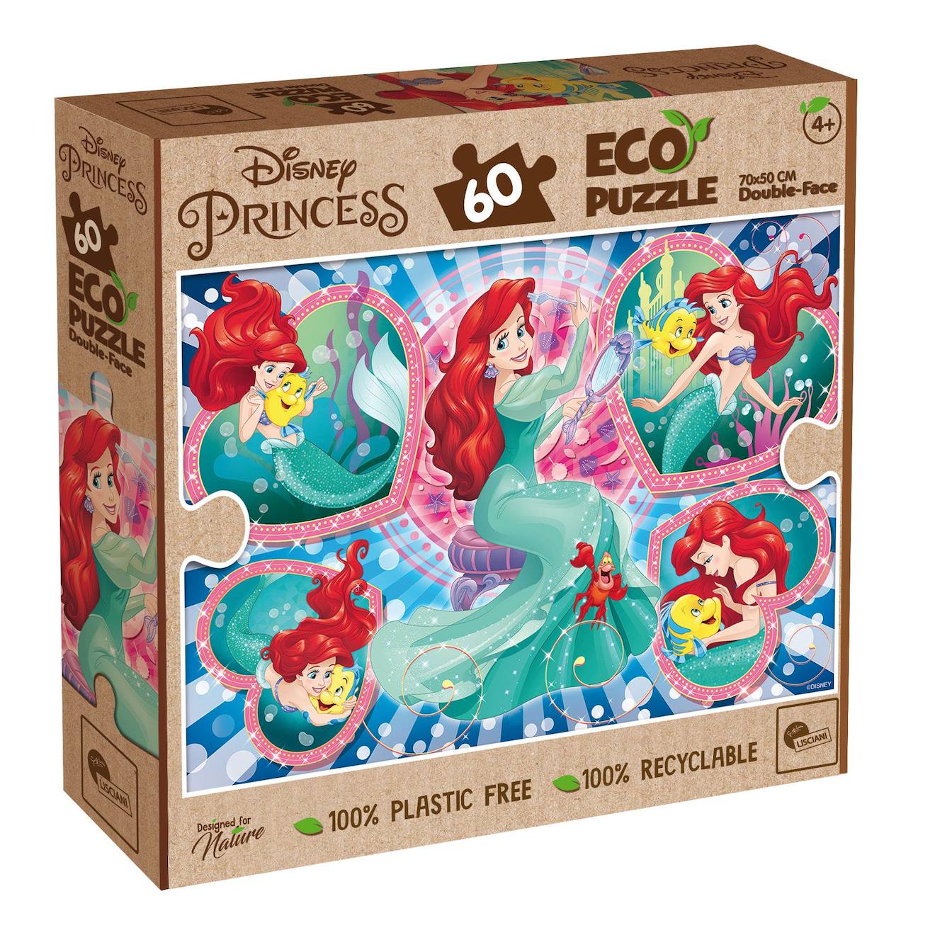 Eco-puzzle 60 pièces double face little mermaid multicolore