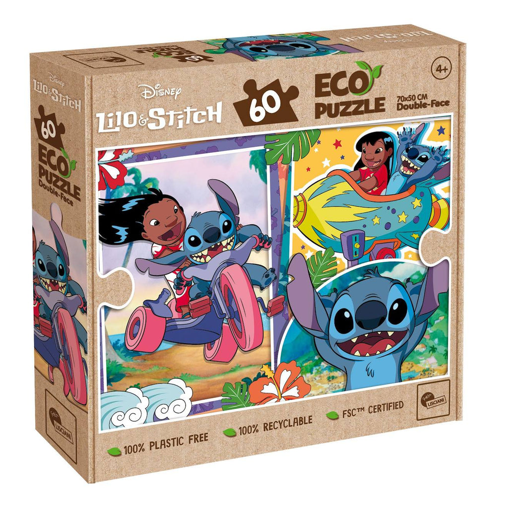 Eco-puzzle 60 pièces double face Stitch multicolore