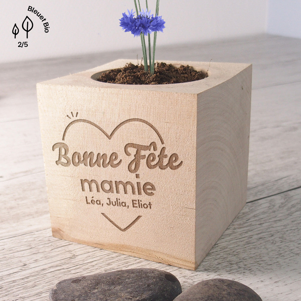 Ecocube Bonne Fête à Personnaliser Tournesol Bio - Ecocube Personnalisé