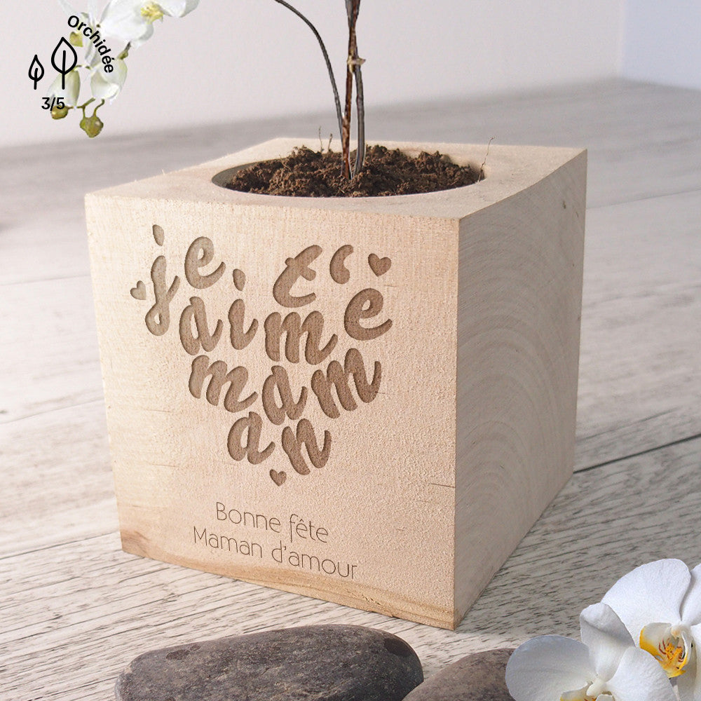 Ecocube Je t'aime Maman à Personnaliser Lavande Bio - Ecocube Personnalisé