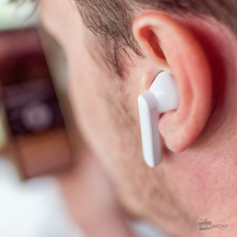 Écouteurs Bluetooth avec Boîtier de Charge en Bambou à Personnaliser - Musique