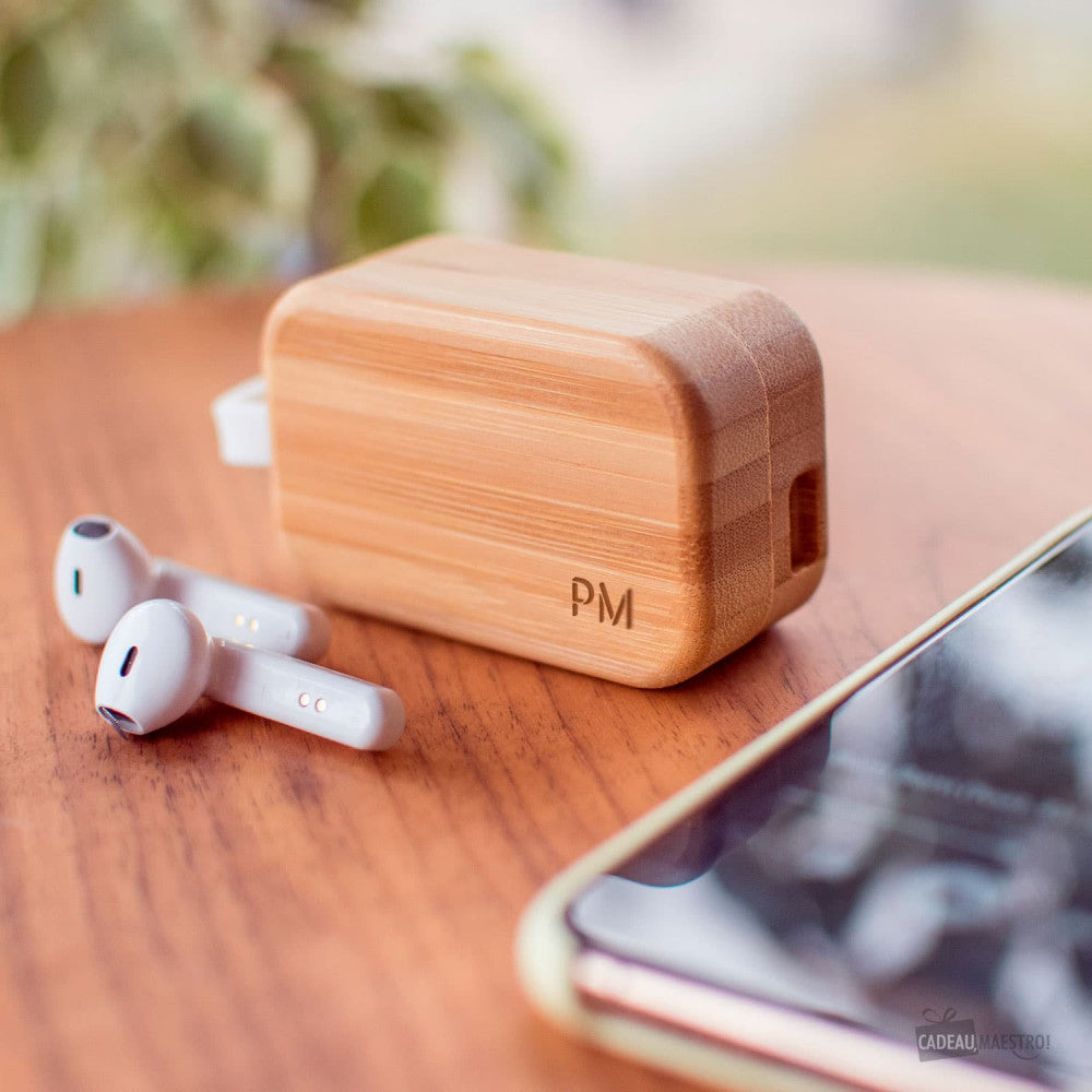 Écouteurs Bluetooth avec Boîtier de Charge Initiales à Personnaliser - Musique