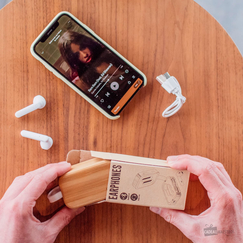 Écouteurs Bluetooth avec Boîtier de Charge Initiales à Personnaliser - Musique