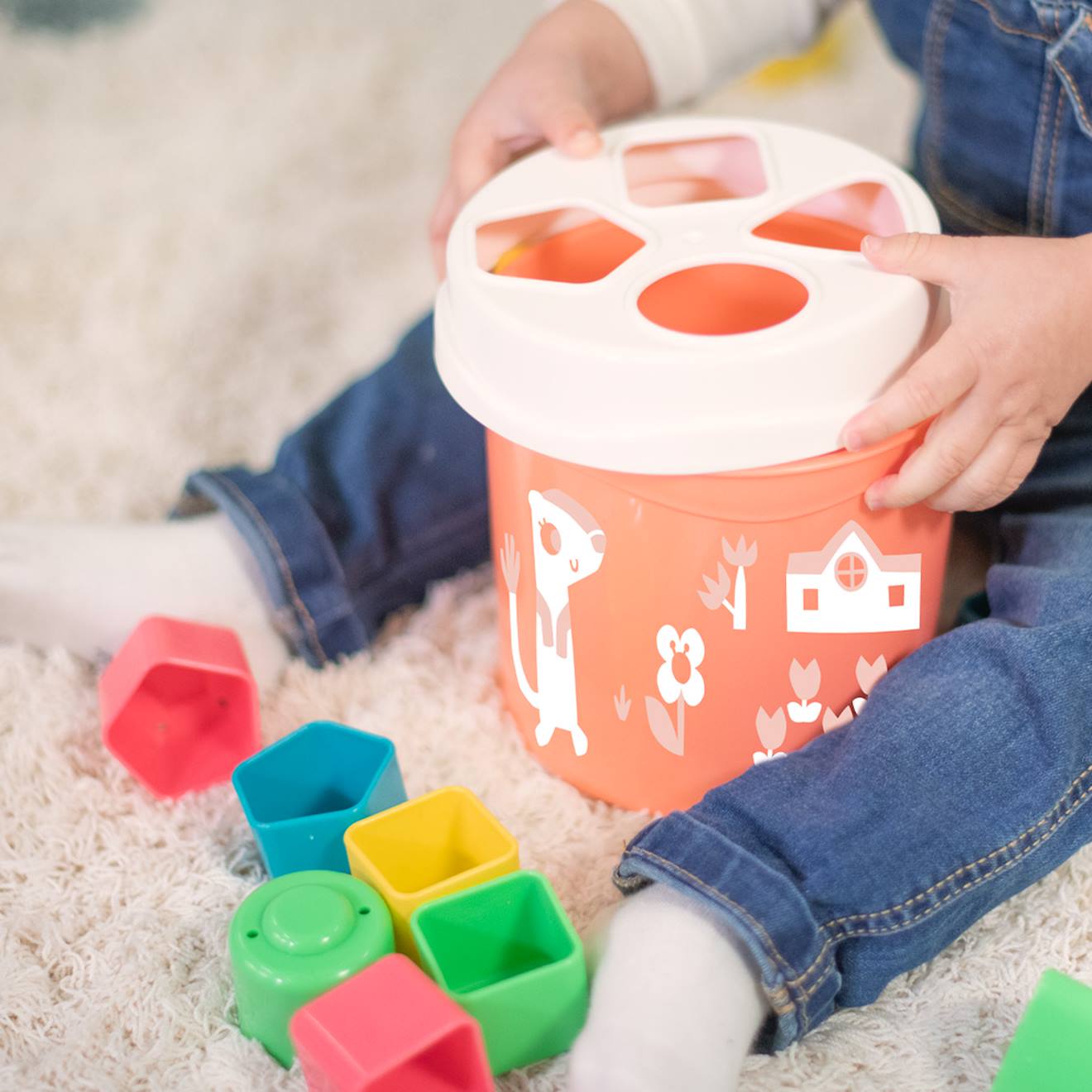 Empilables pour bébés de couleur saumon multicolore