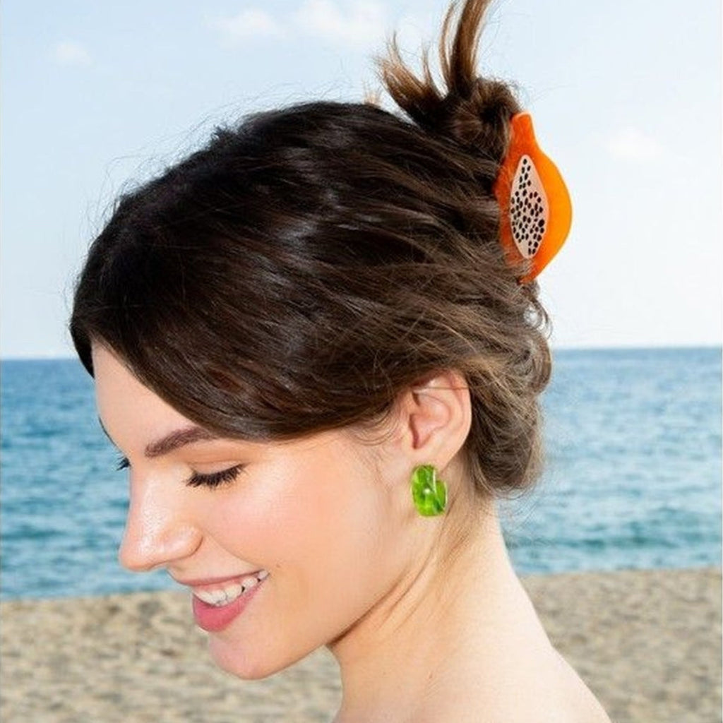 Pince à cheveux Papaye en acétate brillant