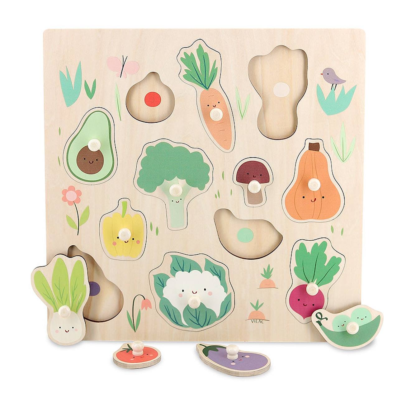 Encastrement en bois légumes du jardin beige