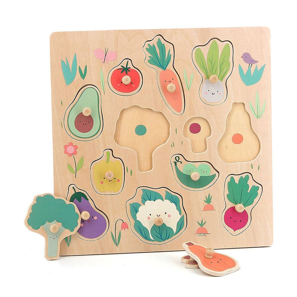 Encastrement en bois légumes du jardin beige